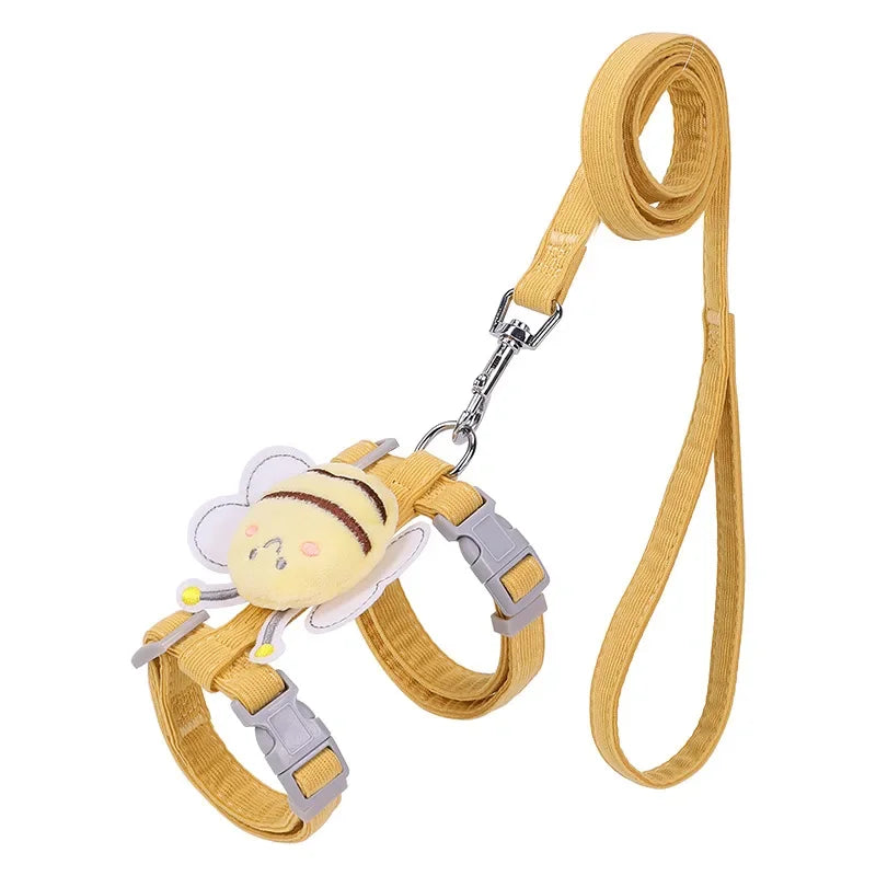 Adjustable Cartoon Bee Cat Harness & Leash Set