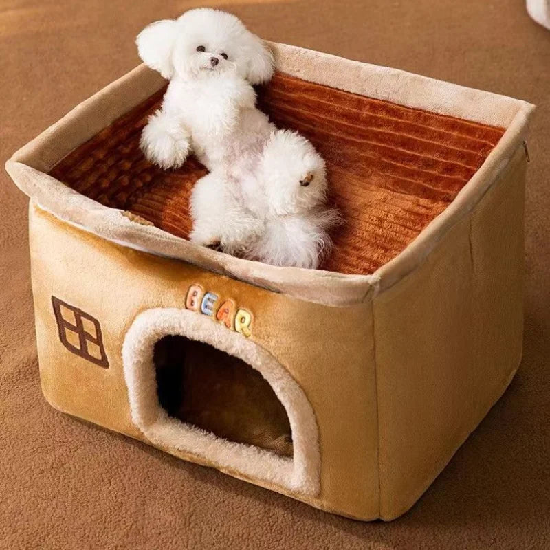 Cute Foldable Pet House β Soft Washable Bed for Cats & Small Dogs