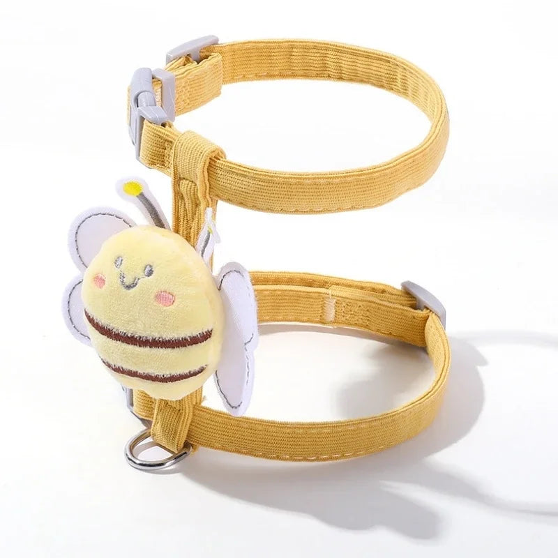 Adjustable Cartoon Bee Cat Harness & Leash Set