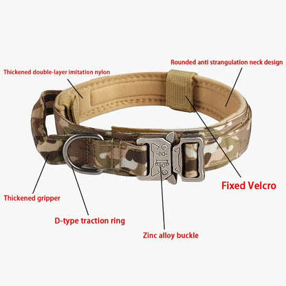 Tactical dog collar with metal buckle