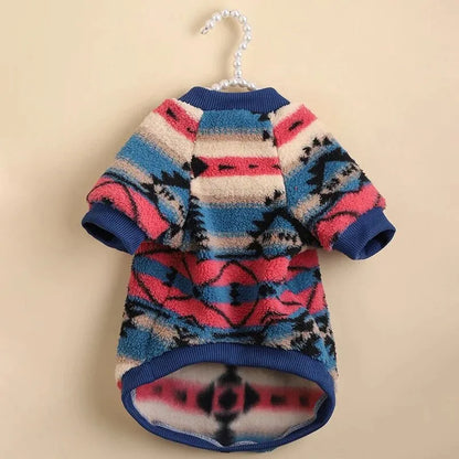 Autumn & Winter Pet Sweatshirt – Cute Striped Plush for Cats & Dogs