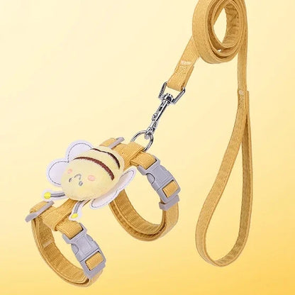 Adjustable Cartoon Bee Cat Harness & Leash Set