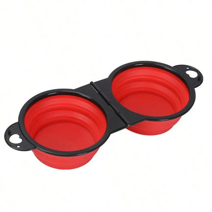 2-in-1 Foldable Dual Bowl – Portable Travel Feeding & Water Bowl for Dogs and Cats