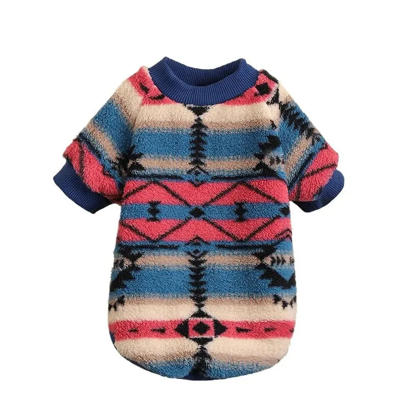 Autumn & Winter Pet Sweatshirt – Cute Striped Plush for Cats & Dogs
