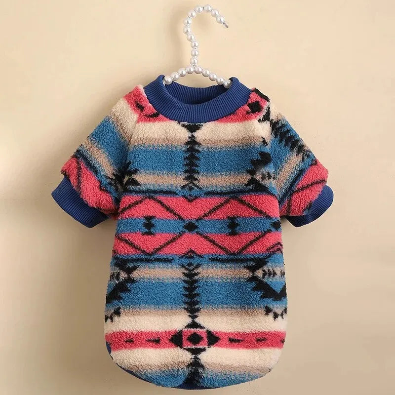 Autumn & Winter Pet Sweatshirt – Cute Striped Plush for Cats & Dogs
