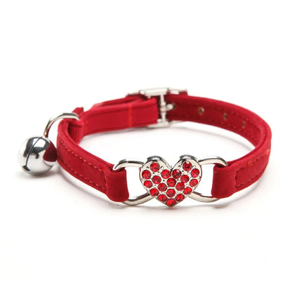 Heart shaped cat collar with adjustable elastic safety bell