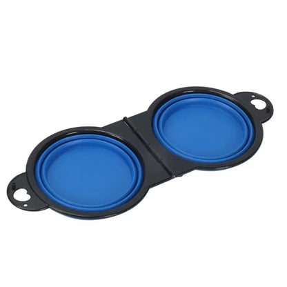 2-in-1 Foldable Dual Bowl – Portable Travel Feeding & Water Bowl for Dogs and Cats