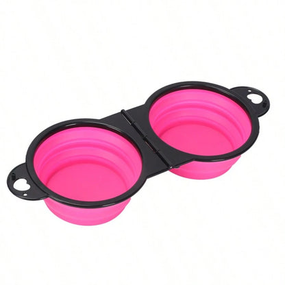 2-in-1 Foldable Dual Bowl – Portable Travel Feeding & Water Bowl for Dogs and Cats