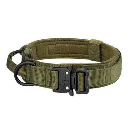 Tactical dog collar with metal buckle