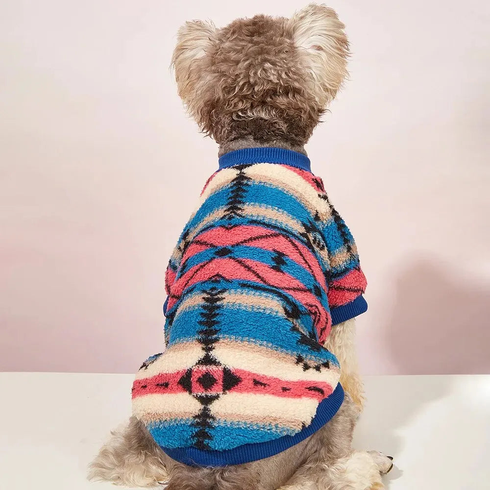 Autumn & Winter Pet Sweatshirt – Cute Striped Plush for Cats & Dogs