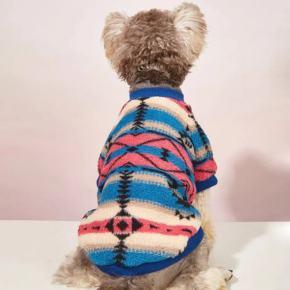 Autumn & Winter Pet Sweatshirt – Cute Striped Plush for Cats & Dogs