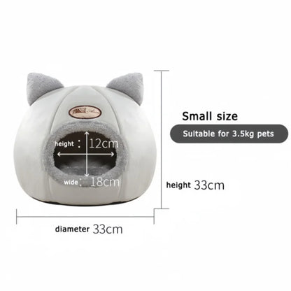 Winter Warm Cat Cave Bed with Removable Cushion