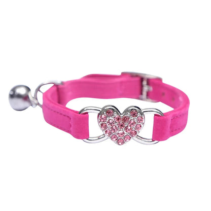 Heart shaped cat collar with adjustable elastic safety bell