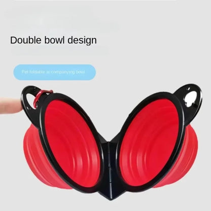 2-in-1 Foldable Dual Bowl – Portable Travel Feeding & Water Bowl for Dogs and Cats