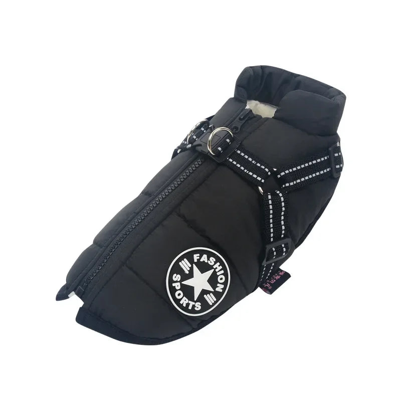Waterproof Winter Dog Jacket with Harness