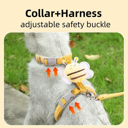 Adjustable Cartoon Bee Cat Harness & Leash Set