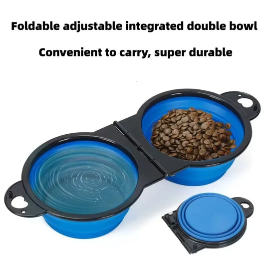 2-in-1 Foldable Dual Bowl – Portable Travel Feeding & Water Bowl for Dogs and Cats