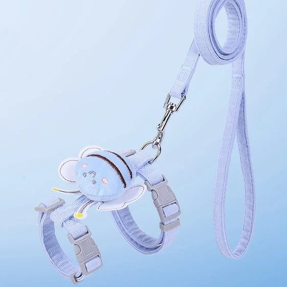 Adjustable Cartoon Bee Cat Harness & Leash Set
