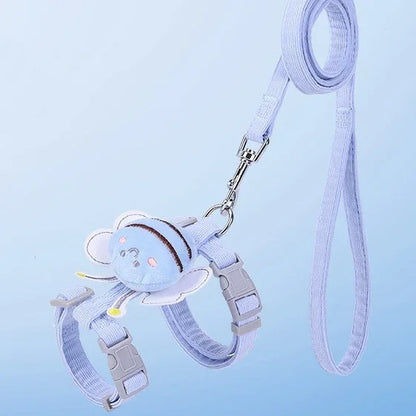 Adjustable Cartoon Bee Cat Harness & Leash Set