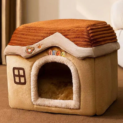 Cute Foldable Pet House – Soft Washable Bed for Cats & Small Dogs