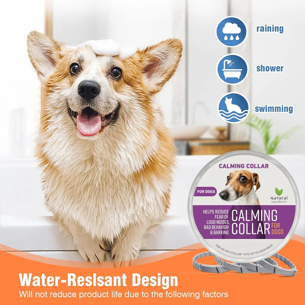 Natural Dog Pheromone Calm Collars Calming Collar for Dogs Cats Pet Relief Anxiety Stress Separation Relieve Bad Behavior 60Days