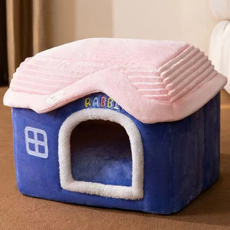 Cute Foldable Pet House – Soft Washable Bed for Cats & Small Dogs
