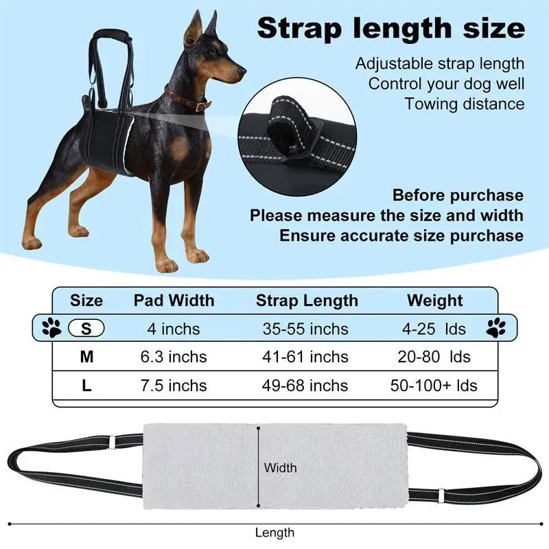 Dog support harness - Adjustable rehabilitation belt