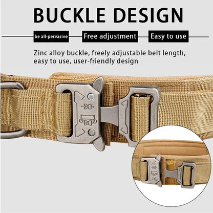 Tactical dog collar with metal buckle