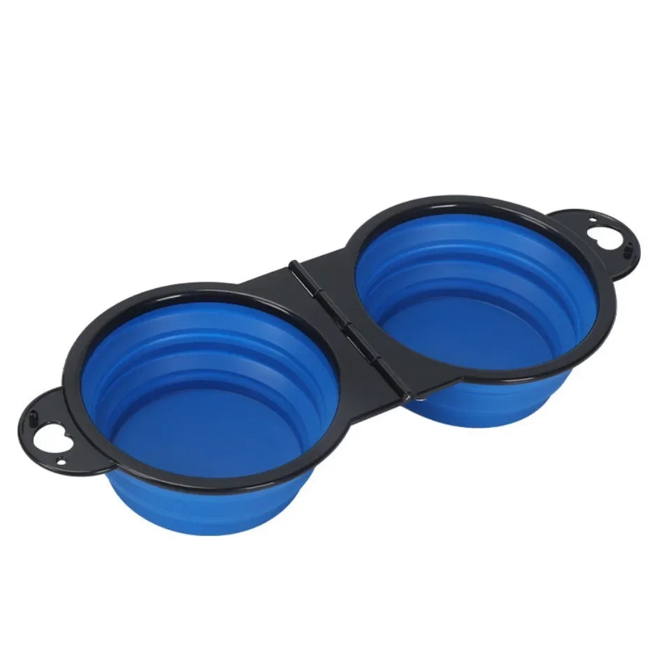 2-in-1 Foldable Dual Bowl – Portable Travel Feeding & Water Bowl for Dogs and Cats
