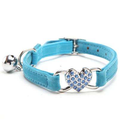 Heart shaped cat collar with adjustable elastic safety bell